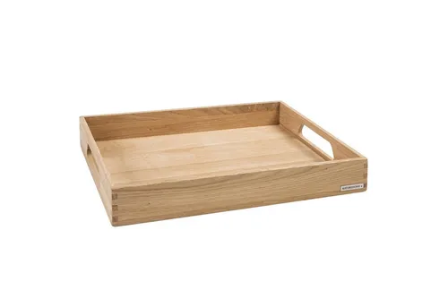 NATUREHOME Tablett Holztablett Serviertablett Küchentablett 50x35x7 cm, Eichenholz, (1-tlg), Massivholz, Handarbeit