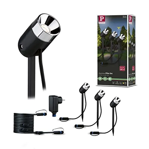 Paulmann 94242 Plug Shine Basisset Spot Pike - 3x3,5 Watt dimmbare LED Außenleuchte, IP67 wasserfest mit Dämmerungssensor und warmweißem Licht