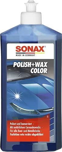 SONAX Polish & Wax Color blau (500 ml) - Autopflege & Motorradpflege - Glättet und poliert Bunt- und Metalliclacke, schützt vor Korrosion und sorgt für strahlenden Hochglanz dank Carnaubawachs.