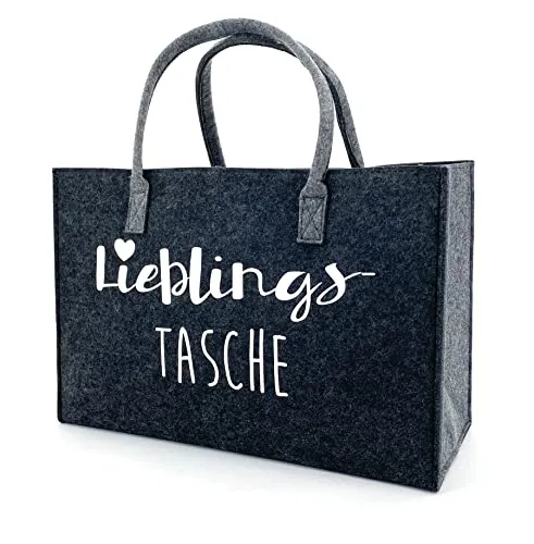 heimtexland Allzweck Filztasche Einkaufstasche Shopper Filz Tragetasche Einkaufskorb Aufbewahrung XL Tasche mit Henkel 30x45 robust langlebig Geschenkidee Typ717 Lieblingstasche-Anthrazit 30x45 cm