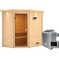 Woodfeeling Sauna Jella mit 9 kW Ofen und LED-Dachkranz