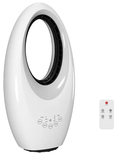 HOMCOM Blattloser Turmventilator mit Fernbedienung in Weiß - Eleganter, leiser Turmventilator für Innenräume. Mit Fernbedienung und Timer für individuellen Komfort. Ideal für Schlafzimmer, Wohnzimmer und Arbeitszimmer.