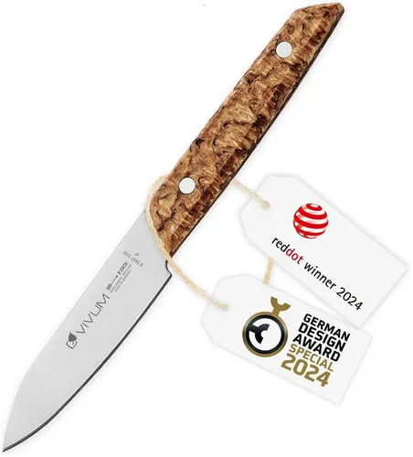 VIVUM Officemesser 10cm aus Holz - Hochwertiges Geschirr-Messer aus rostfreiem Stahl und Birkenholz, ideal zum Schälen, Schneiden und für kreative Verzierungen.