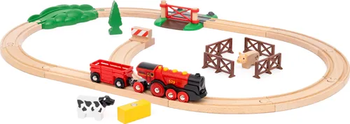 Brio World Eisenbahn Starter Set Rote Lola - 24 Teile - Sets für Kinder ab 3 Jahren, fördert kreatives Spielen und motorische Fähigkeiten mit vielseitigem Bauernhof-Thema.