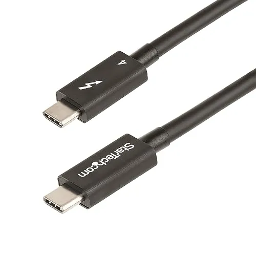 StarTech.com Thunderbolt 4 Kabel 50 cm - 40 Gbit/s, 100W PD, 8K Video - Multimedia Kabel für 8K Videoübertragung und 100W Power Delivery; ideal für Thunderbolt 4 und USB-C Geräte, bietet hohe Geschwindigkeit und universelle Kompatibilität.