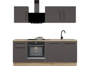 KOCHSTATION Küchenzeile KS-Nova 220 cm mit Hanseatic-E-Geräten