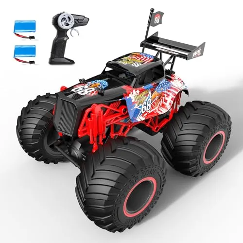 tech rc Monstertruck Ferngesteuertes Auto RC Monster Truck Off-Road 1:14 2,4GHz 2 Akku 50+ Lange Laufzeit RC Car Buggy Geländewagen 15KM/H Spielzeug für Jungen Mädchen Geschenk - Adler