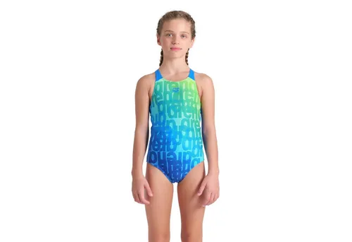 arena Performance Mädchen Multi Colours V Back Badeanzug - Badeanzug für Mädchen, chlorbeständig und langlebig, ideal für häufiges Schwimmen. Hergestellt aus umweltfreundlichem MaxLife Eco Material mit UV-Schutz UPF 50+ und ergonomischer Rückenlösung für optimalen Halt.