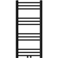 LuxeBath Badheizkörper Sahara 400x800mm Schwarz Matt Gerade mit Mittelanschluss