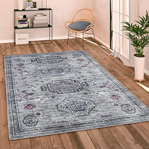 Paco Home Waschbarer Teppich 140x200 cm - Vintage Modern Orientalisch - Teppiche für Wohnzimmer und Schlafzimmer, pflegeleicht und waschbar, ideal für eine gemütliche Atmosphäre in jedem Raum.