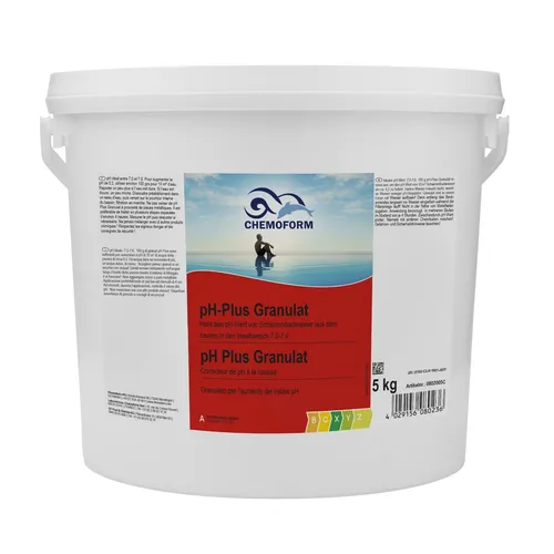 Chemoform pH-Plus Granulat 5 kg - Poolzubehör zur gezielten pH-Wert-Erhöhung für kristallklares Wasser und optimale Badebedingungen.