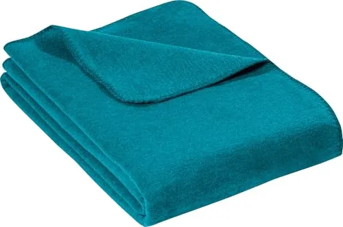 Erwin Müller Wohndecke Brescia Uni Petrol 100x150 cm - Tagesdecken: Schmuseweicher Flor aus reiner Baumwolle, temperaturausgleichend und ideal für gemütliche Stunden auf Sofa oder im Schlafzimmer.