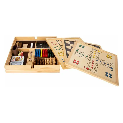Small Foot Spielesammlung - 20 klassische Spiele in massiver Holzkiste - Umfangreiche Gesellschaftsspiele-Sammlung aus Holz mit 20 klassischen Spielen und 80 Spielvarianten. Ideal für Familienabende, sicher verstaut in einer stabilen Holzkiste.
