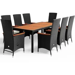 Casaria® Gartenmöbel Set mit Tisch und 8 Stühlen - Gartenmöbel Set für bis zu 8 Personen, wetterfest mit verstellbaren Rückenlehnen und Fußablagen für zusätzlichen Komfort, ideal für Garten und Terrasse.