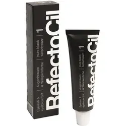 RefectoCil 1 tiefschwarz - Augenbrauen- und Wimpernfarbe - Augenbrauen-Make-up für dauerhafte, wasserfeste Färbung. Eine Tube reicht für ca. 30 Anwendungen. Intensiviert die Farbe und betont die Wimpernlänge für ein voluminöses Aussehen.
