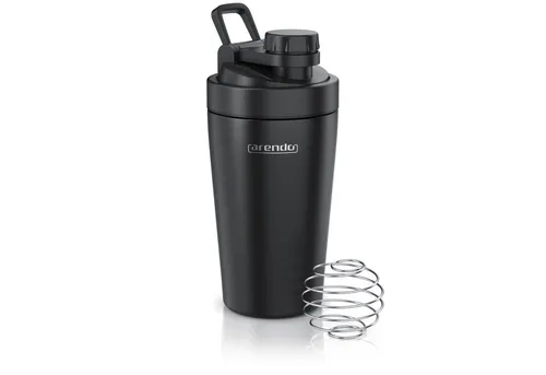 Arendo Protein Shaker Edelstahl Eiweißshaker 500 ml, verschließbar, bruchfest, BPA-frei, Edelstahl, auslaufsicher, spülmaschinengeeignet, mit Tragegriff und Mixball