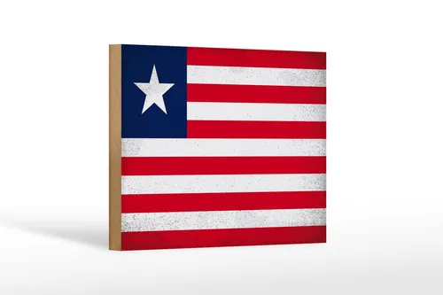 Holzschild Flagge Liberia 18x12 cm Flag of Liberia Vintage Deko Schild
