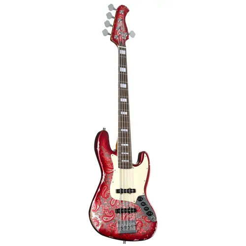 Fame Custom JB 5 E-Bass Worn Candy Apple Red