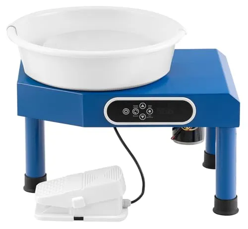 SEVICO Elektrische Töpferscheibe Maschine 350W Fußantrieb 0-300 U/MIN Tonspinnrad 25CM Formmaschine mit Töpferwerkzeugen und Schürze für Töpferanfänger, Töpferstudio