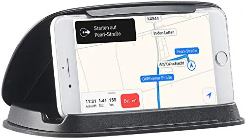 Lescars Halterungen für Navi: Universal-Mobilgeräte-Halterung fürs Armaturenbrett, bis 11,5cm Breite (Handy Autohalterung, Smartphonhalterung, Tablet Halter)