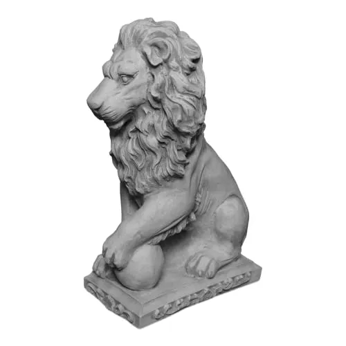 Gartenfigur Löwen mit Kugel, H. 47 cm, 21 kg (Links) - Figuren aus hochwertigem Material, frostfest und ideal zur stilvollen Gartengestaltung. Die Löwen symbolisieren Stärke und Einheit – ein majestätisches Duo für Ihren Außenbereich.