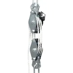 XPOtool Flaschenzug bis 180 kg mit 20 m Nylonseil, Seilzug mit Umlenkrolle und Sicherungsringe, Handseilwinde bis 3 m Hubhöhe, Handseilzug 6:1