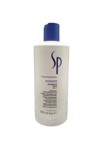 Wella SP Hydrate Shampoo Bain 500 ml - Unisex Shampoo für alle Haartypen, spendet intensive Feuchtigkeit und sorgt für Anti-Frizz-Effekt. Ideal für tiefenreinigende Pflege ohne Tierversuche.