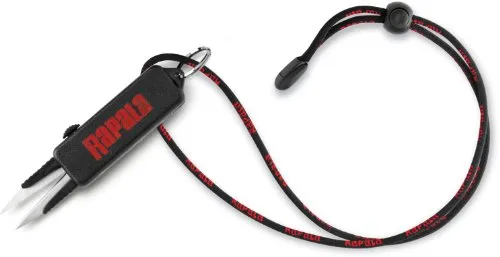 Rapala Unisex-Adult Anglerschere Antiglisse-Angelzubehör-Speziell für Geflochtenes und für alle Angelschnüre-Präzises Schneiden-Umhängeband Schere, Schwarz/Rot, Einzigartig