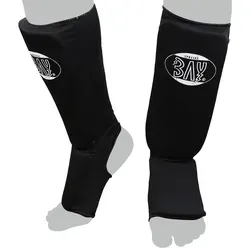 BAY-Sports Schienbeinschutz Kampfsport Kickboxen Karate MMA Thaiboxen Muay Thai MTC schwarz, waschfest, elastisch, XXS - XXL schwarz XL