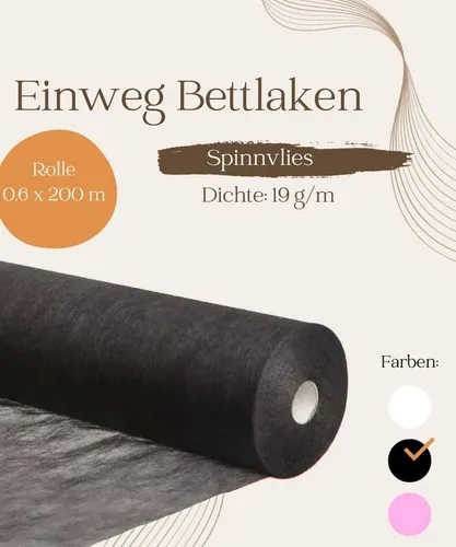 STM Company Einweg Bettlaken in Rolle 0,6x200 m - Hygienische Einweg Bettlaken für Kosmetikstudios und Massageräume, aus leichtem Spinnvlies, wasserundurchlässig und hypoallergen – ideal für kosmetische Behandlungen.