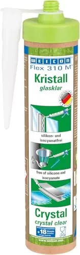 WEICON Flex 310 M Kristall Kleber MS-Polymer – Haftstarker Dichtstoff (280ml) - Vielseitiger Montagekleber für verschiedene Materialien, alterungs- und UV-beständig. Ideal für den professionellen Einsatz im Metallbau und mehr. 100% Qualität aus Deutschland.