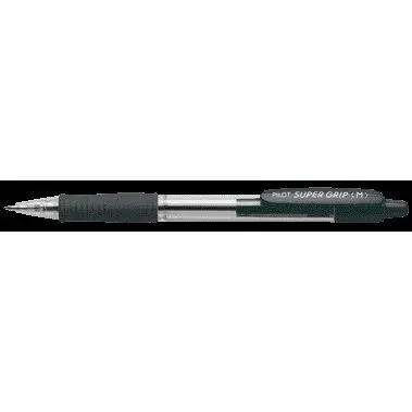 Pilot Pen Super Grip M Kugelschreiber schwarz - Kugelschreiber mit gummierter Griffzone für komfortables Schreiben und auswechselbarer Mine, ideal für den täglichen Gebrauch.