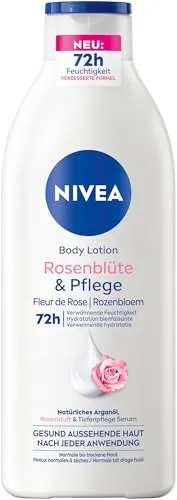 NIVEA Body Lotion Rosenblüte & Pflege, Körpercreme mit Tiefenpflege Serum für 72h Feuchtigkeit, Körperlotion mit Arganöl natürlichen Ursprungs (400 ml)