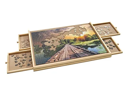 Holz Puzzlebrett mit 4 Schubladen