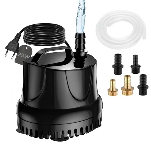 Lnicez 25W Mini Wasserpumpe 1500L/H - Wasserpumpen für Aquarien, leistungsstarke 1500 L/H Durchflussrate, ideal für Aquarien, Teiche und Gärten mit intelligentem Trockenbrandschutz.