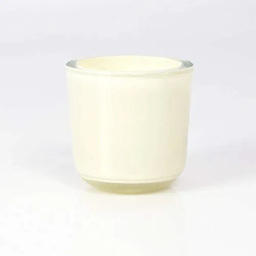INNA-Glas Kleines Teelichtglas - Teelichthalter Nick, Creme, 8cm, Ø 8cm - Kerzenglas