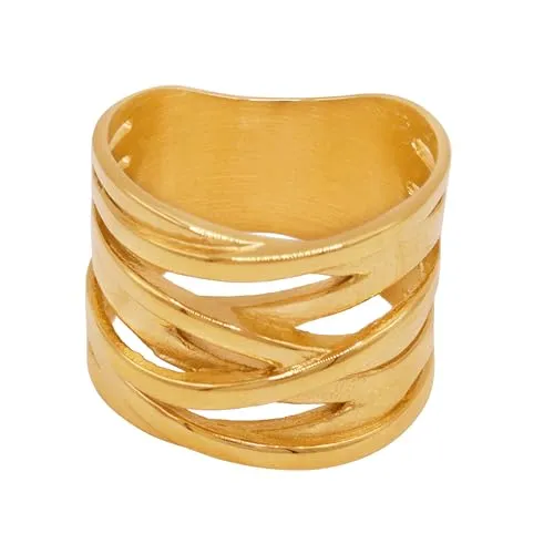 Heideman Ring Damen Serpi goldfarbend aus Edelstahl goldfarbend matt Damenring für Frauen Damenring für Frauen ohne Stein