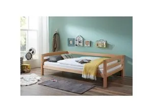 Relita Einzelbett Nora - Massiv Buche, 120x200 cm - Betten: Hochwertiges Einzelbett aus massiver Buche, natur lackiert, bietet Stabilität und zeitloses Design. Ideal für Kinder- oder Gästezimmer, ohne Lattenrost.