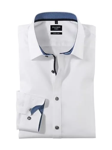 OLYMP Herren Businesshemd Langarm No.Six - Super Slim in Marine - Herrenhemden, Pflegeleichtes und elegantes Design mit Urban Kent Kragen, ideal für den modernen Business-Look.