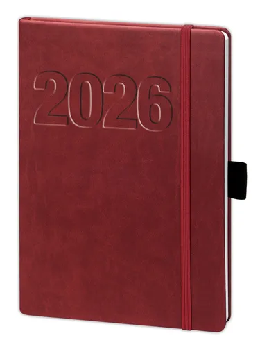 V-book Buchkalender 2026 bordeaux rot 1Wo=2Seiten A5 14x21cm bsb Kalender 2026