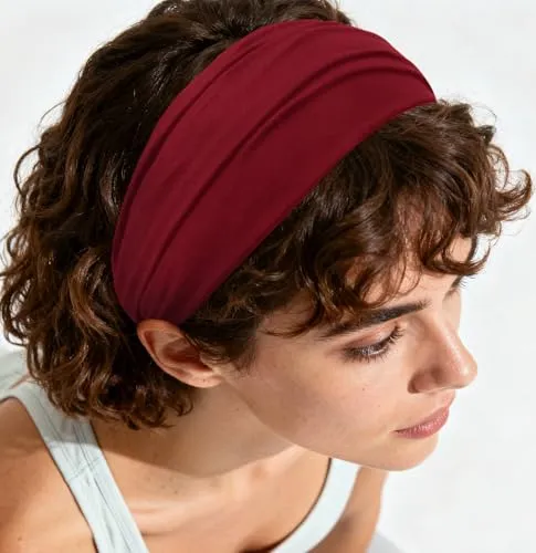 axy Haarband Yoga Stirnband Headband Hairband Wunderschön Damen Haarschmuck Sport Stirnbänder HB4 (Dunkelrot, Extra breit)