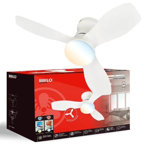Briloner Deckenventilator mit Licht und Fernbedienung – Ø60cm, 15W, 1700lm, 3000K-6500K - Kombination aus Ventilator und LED-Lampe für Wohnräume. Der leise DC-Motor sorgt für effiziente Luftzirkulation und individuelles Licht mit drei Farbtemperaturen. Ideal für angenehme Atmosphäre das ganze Jahr über.