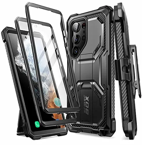 i-Blason Armorbox für Samsung Galaxy S23 Ultra – 360° Full Body Schutz - Schutz-Handyhülle mit integriertem Displayschutz und Ständer, bietet militärischen Schutz nach MIL-STD 810G-516.6 für Ihr Galaxy S23 Ultra.