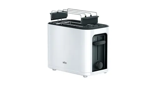 Braun Household HT 3010 WH Toaster - Doppelschlitz Toaster mit 7 Röstgraden, herausnehmbare Krümelschublade und Aufwärmfunktion für Brötchen