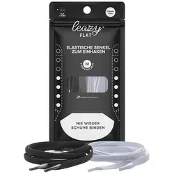 leazy Schnürsenkel ohne Binden Flache Elastische Schuhbänder zum Einhaken schwarz M: Bis 5 Ösen pro Seite