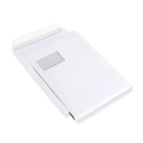 St. Versandtasche, Umschlag, Kuvert, mit Fenster, A4/C4, weiß, selbstklebend 25