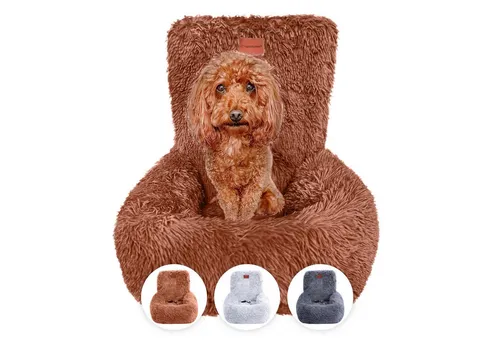 Wahre Tierliebe Hunde-Autositz Fluffy - Premium Sicherheit für Hunde - Auto-Tierbetten mit Sicherheitsgurt für optimale Sicherheit und Komfort. Der Fluffy Autositz reduziert Angst und Stress bei Hunden während der Fahrt und ist in verschiedenen Größen und Farben erhältlich.