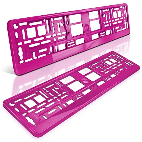 schildevo 2 Kennzeichenhalter | Fuchsia Pink Hochglanz | Lack-Look Magenta Rosa | Nummernschildhalter | Kennzeichen-Halterung | DHL-Versand