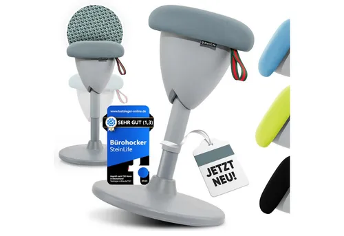 Steinlife Ergonomischer Arbeitshocker [TESTSIEGER] - Drehhocker für aktives Sitzen, fördert gesunde Haltung und Beweglichkeit, höhenverstellbar von 48-68 cm, ideal für Büro und Homeoffice.