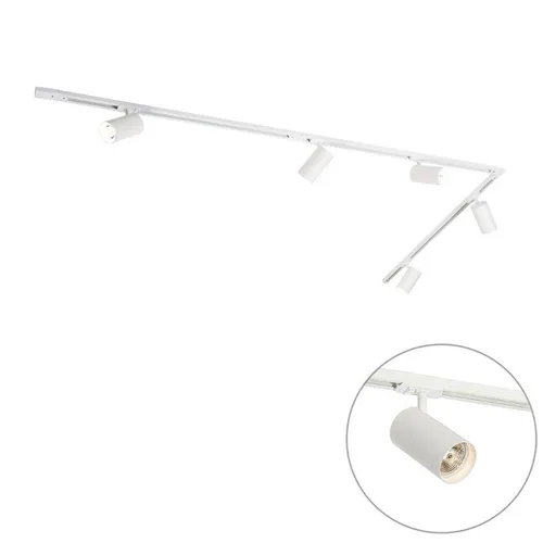 QAZQA Iconic Jeana Luxe - Modernes 5-flammiges Schienensystem in Weiß - Verleihe deinem Raum mit dem eleganten Schienensystem Iconic Jeana Luxe einen modernen Akzent. Fünf verstellbare Strahler sorgen für flexible Beleuchtung und schaffen die perfekte Atmosphäre. Ideal für stilvolle Innenräume.